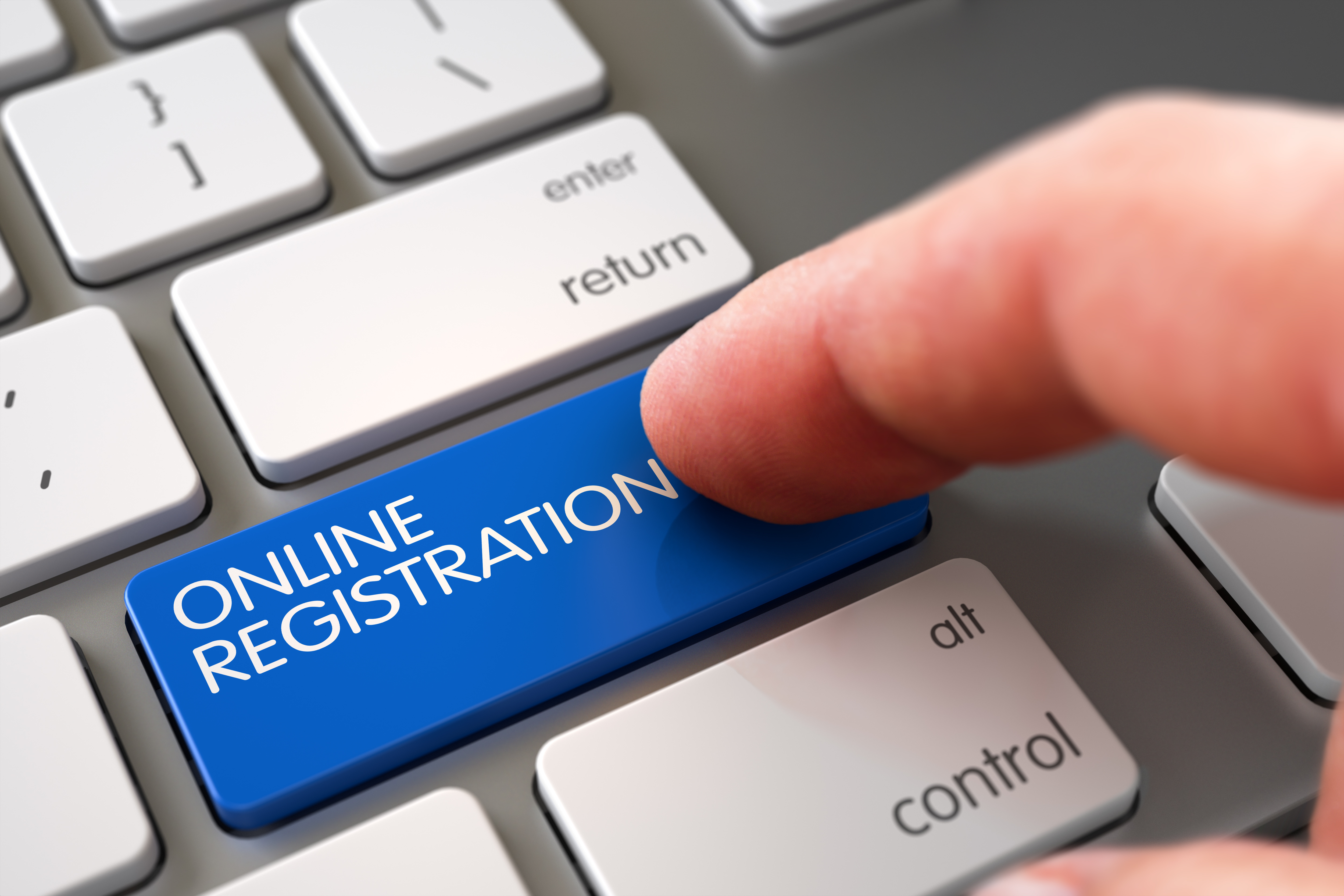 Online Registration - White Keyboard Concept.